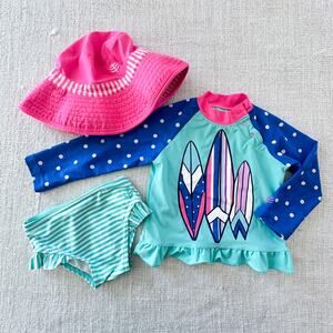 Coolibar Swimsuit and Hat Set VGUC 12-18mo
